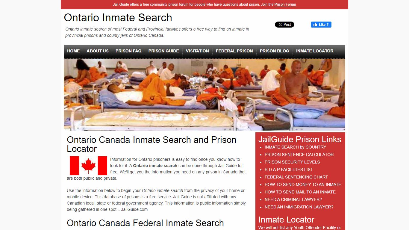 Ontario Canada Inmate Search and Prison Locator - Jail Guide
